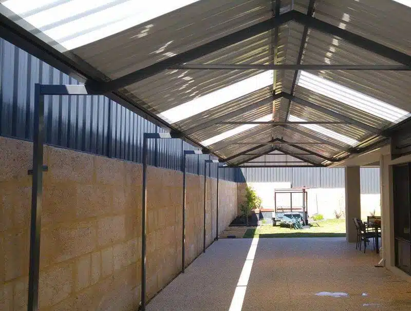 Gable patio attached to house