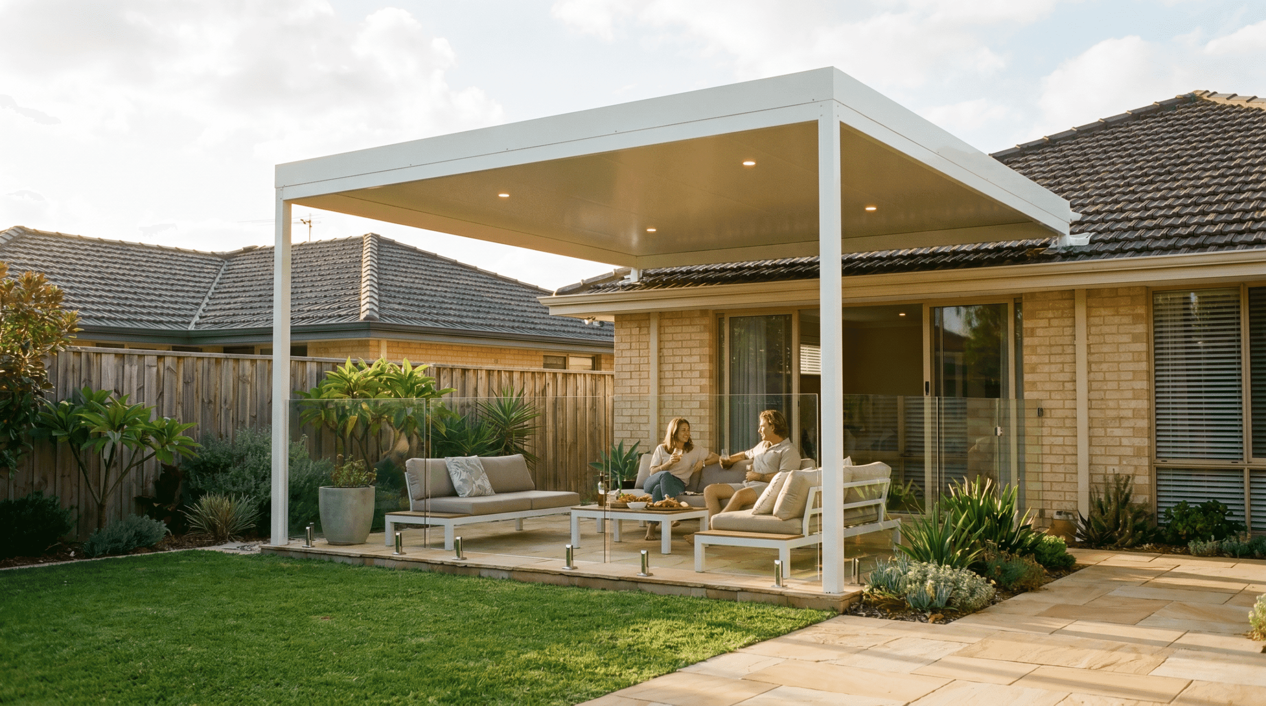 Family enjoying their Patio Factory outdoor space